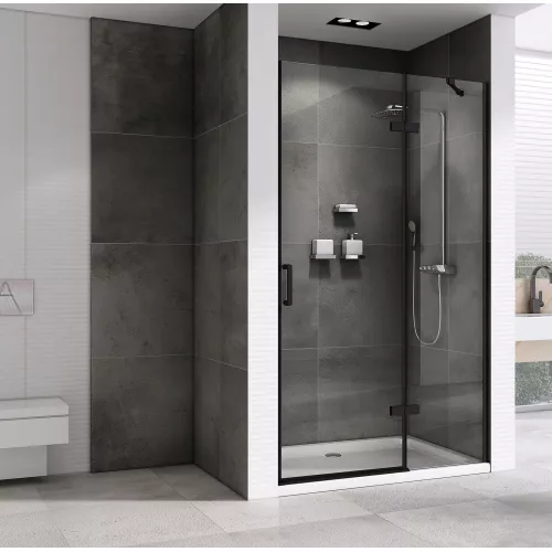 Душевая дверь ABBER Zart распашная, Цвет стекла: прозрачное, Цвет профиля: Черный, Выбрать размер: 90, изображение 2