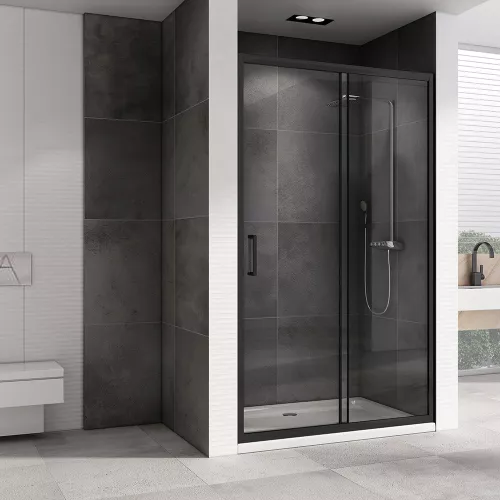 Душевая дверь ABBER Schwarzer Diamant прозрачное/черный/H-195см, изображение 2