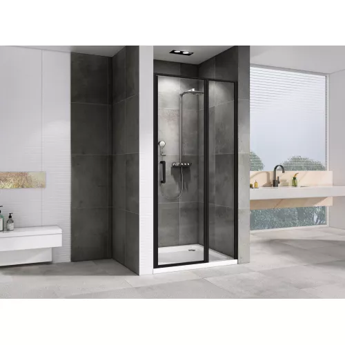 Душевая дверь ABBER Sonnenstrand прозрачное/черный, Цвет стекла: прозрачное, Цвет профиля: Черный, Выбрать размер: 100, изображение 2