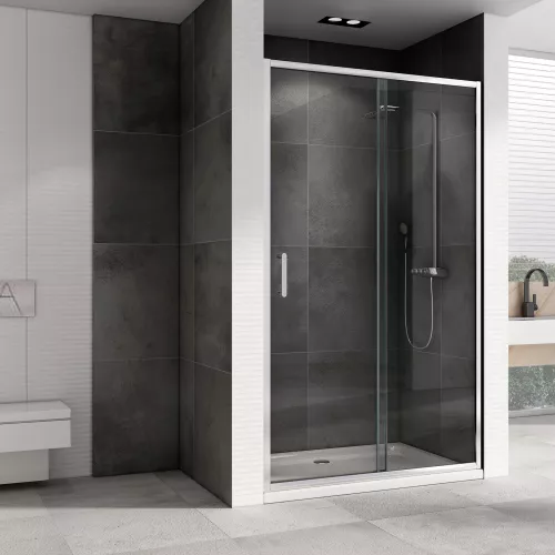 Душевая дверь ABBER Schwarzer Diamant прозрачное/хром/H-190см, Цвет стекла: прозрачное, Цвет профиля: Хром, Выбрать размер: 100, изображение 2