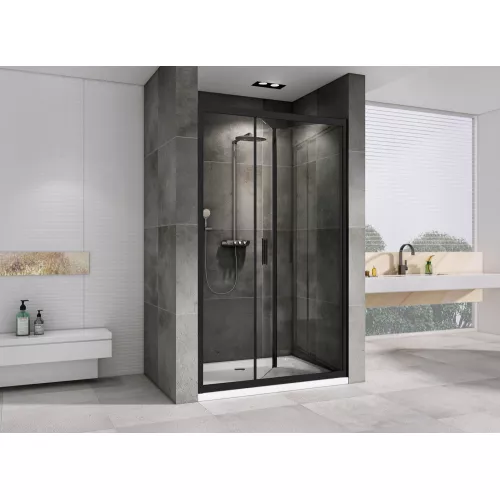 Душевая дверь ABBER Sonnenstrand прозрачное/черный складная, Цвет стекла: прозрачное, Цвет профиля: Черный, Выбрать размер: 90, изображение 3