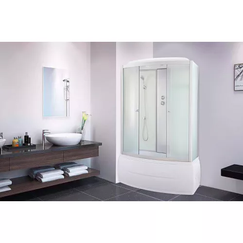 Бокс душевой BNE150/170FR  PARLY, Цвет стекла: матовое, Высота поддона: Высокий, Цвет профиля: Белый, Выбрать размер: 150х75, изображение 2