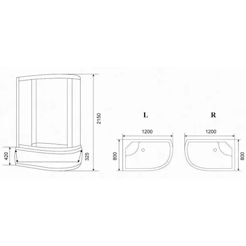 Кабина душевая  EF1221L/R  PARLY, Цвет стекла: матовое, Высота поддона: Высокий, Цвет профиля: Белый, Выбрать размер: 120х80, Ориентация: левая, изображение 4