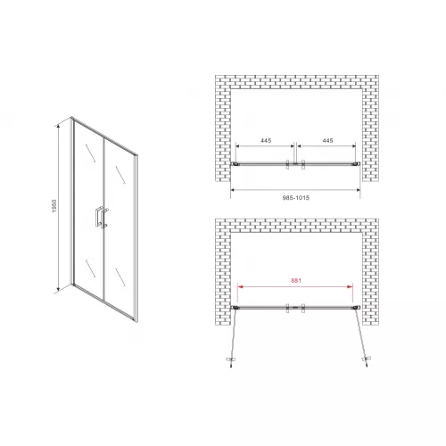 Душевая дверь ABBER Sonnenstrand AG04100C, Цвет стекла: прозрачное, Цвет профиля: Хром, Выбрать размер: 100, изображение 3