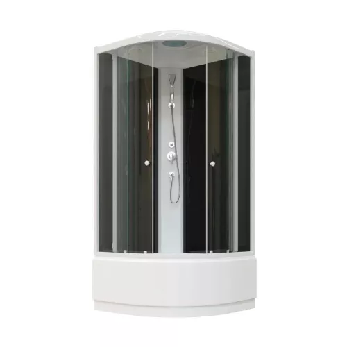 Кабина душевая  EC1021 PARLY, Цвет стекла: тонированное, Высота поддона: Высокий, Цвет профиля: Белый, Выбрать размер: 100х100, изображение 5