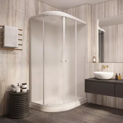 Кабина душевая  EF1231L/R PARLY, Цвет стекла: матовое, Высота поддона: Низкий, Цвет профиля: Белый, Выбрать размер: 120х80, Ориентация: правая, изображение 2