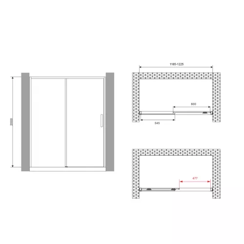 Душевая дверь ABBER Komfort прозрачное/черный, Цвет стекла: прозрачное, Цвет профиля: Черный, Выбрать размер: 120, изображение 3