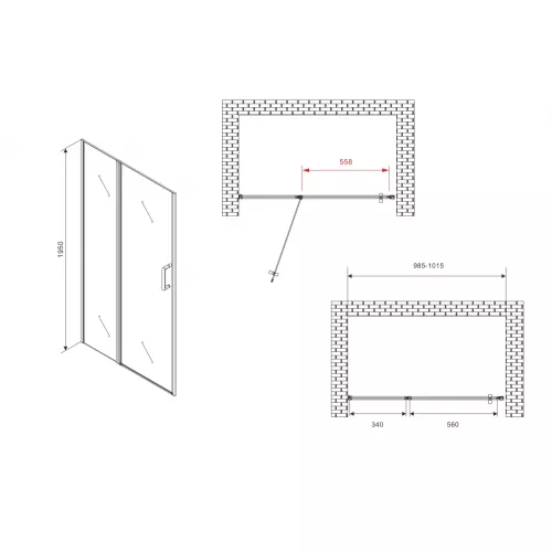 Душевая дверь ABBER Sonnenstrand  матовое/хром, Цвет стекла: матовое, Цвет профиля: Хром, Выбрать размер: 100, изображение 4