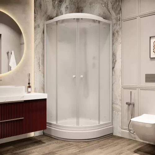 Кабина душевая  BM101/86  PARLY, Цвет стекла: матовое, Высота поддона: Средний, Цвет профиля: Белый, Выбрать размер: 100х100