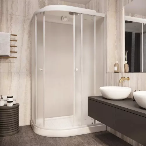 Кабина душевая  EF1231L/R PARLY, Цвет стекла: матовое, Высота поддона: Низкий, Цвет профиля: Белый, Выбрать размер: 120х80, Ориентация: правая, изображение 3