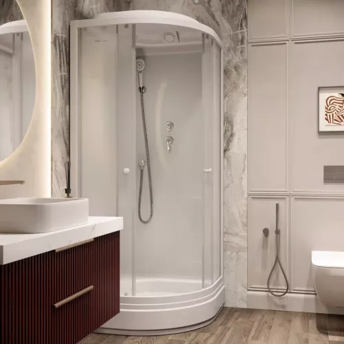 Кабина душевая  BM101/86  PARLY, Цвет стекла: матовое, Высота поддона: Средний, Цвет профиля: Белый, Выбрать размер: 100х100, изображение 2