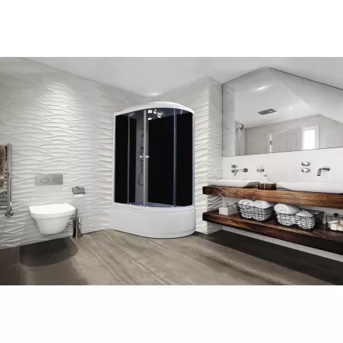 Кабина душевая  EC1221L  PARLY, Цвет стекла: тонированное, Высота поддона: Высокий, Цвет профиля: Белый, Выбрать размер: 120х80, Ориентация: левая, изображение 3