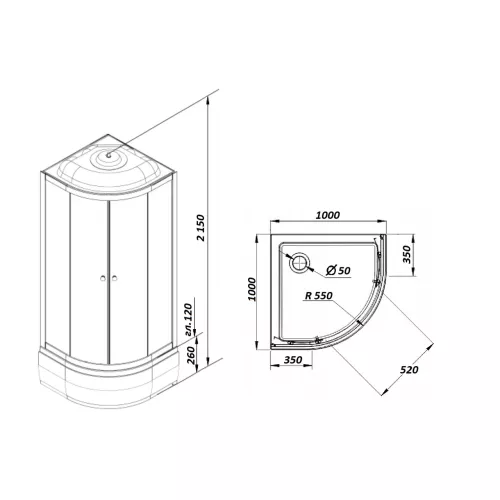 Кабина душевая  BM101/86  PARLY, Цвет стекла: матовое, Высота поддона: Средний, Цвет профиля: Белый, Выбрать размер: 100х100, изображение 7