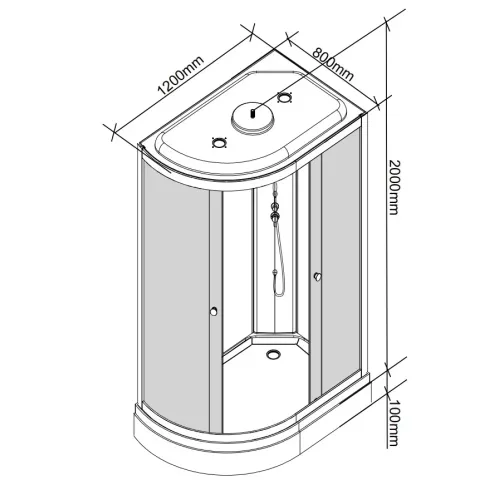 Кабина душевая  EC1231L/R  PARLY, Цвет стекла: тонированное, Высота поддона: Низкий, Цвет профиля: Белый, Выбрать размер: 120х80, Ориентация: левая, изображение 8
