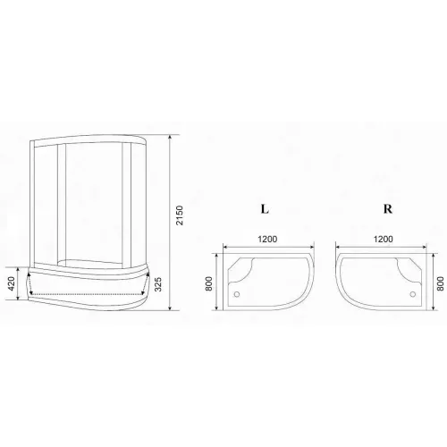Кабина душевая  EC1221L  PARLY, Цвет стекла: тонированное, Высота поддона: Высокий, Цвет профиля: Белый, Выбрать размер: 120х80, Ориентация: левая, изображение 7