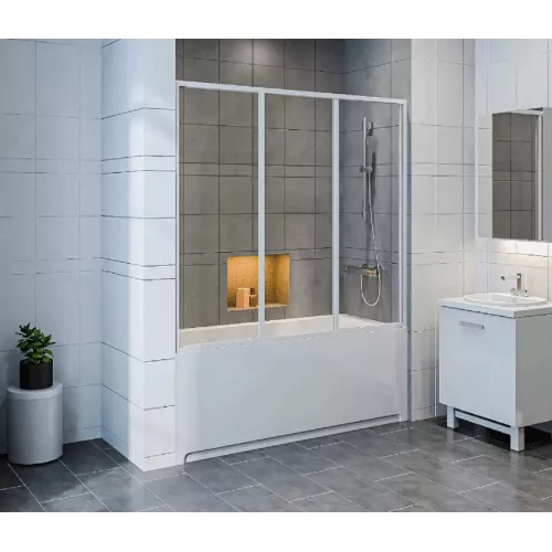 Шторка для ванны BAS Атланта/Ахин/Мальта/Нептун 170х145, Цвет стекла: прозрачное, Цвет профиля: Белый