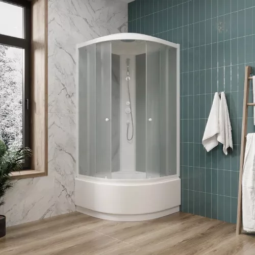 Кабина душевая EF1021  PARLY, Цвет стекла: матовое, Высота поддона: Высокий, Цвет профиля: Белый, Выбрать размер: 100х100, изображение 2