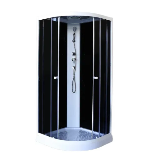 Кабина душевая  EC1031  PARLY, Цвет стекла: тонированное, Высота поддона: Низкий, Цвет профиля: Белый, Выбрать размер: 100х100, изображение 3