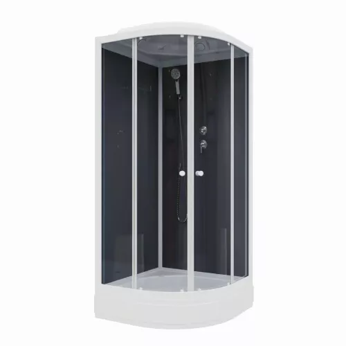 Кабина душевая  CM101 PARLY, Цвет стекла: тонированное, Высота поддона: Средний, Цвет профиля: Белый, Выбрать размер: 100х100, изображение 4