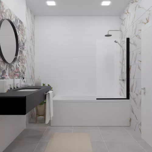 Шторка на ванну Triton Соло 75, Цвет профиля: Черный