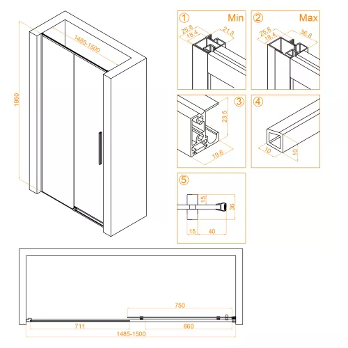 Душевая дверь RGW SV-12, Цвет стекла: прозрачное, Цвет профиля: Хром, Выбрать размер: 100, изображение 3