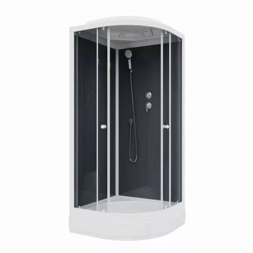 Кабина душевая  CM101 PARLY, Цвет стекла: тонированное, Высота поддона: Средний, Цвет профиля: Белый, Выбрать размер: 100х100, изображение 5