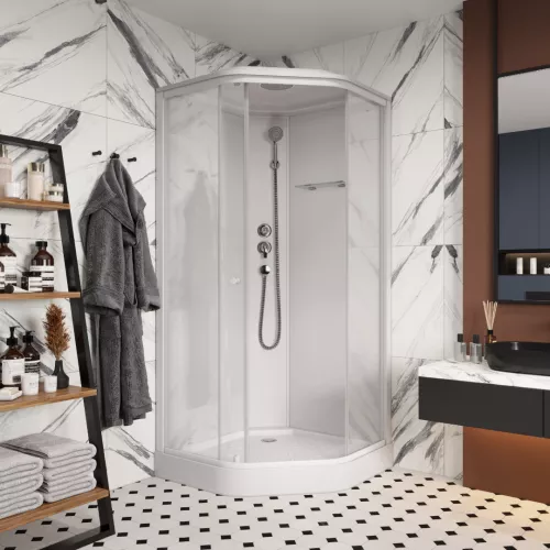 Кабина душевая  P91 PARLY, Цвет стекла: прозрачное, Высота поддона: Низкий, Цвет профиля: Белый, Выбрать размер: 90х90, изображение 2