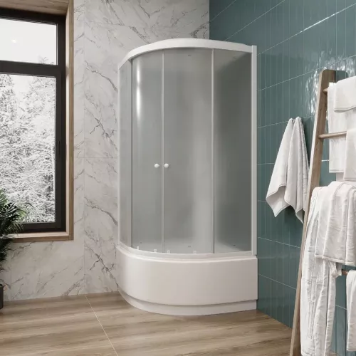 Кабина душевая EF1021  PARLY, Цвет стекла: матовое, Высота поддона: Высокий, Цвет профиля: Белый, Выбрать размер: 100х100, изображение 3