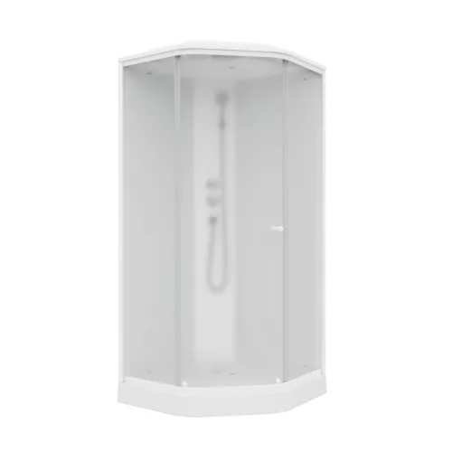 Кабина душевая  P911F  PARLY, Цвет стекла: матовое, Высота поддона: Низкий, Цвет профиля: Белый, Выбрать размер: 90х90, изображение 3