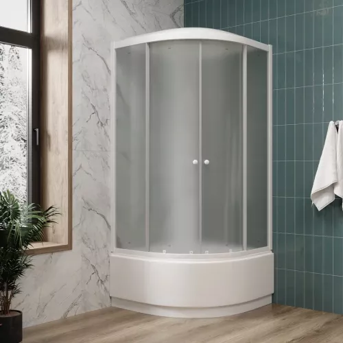 Кабина душевая EF1021  PARLY, Цвет стекла: матовое, Высота поддона: Высокий, Цвет профиля: Белый, Выбрать размер: 100х100