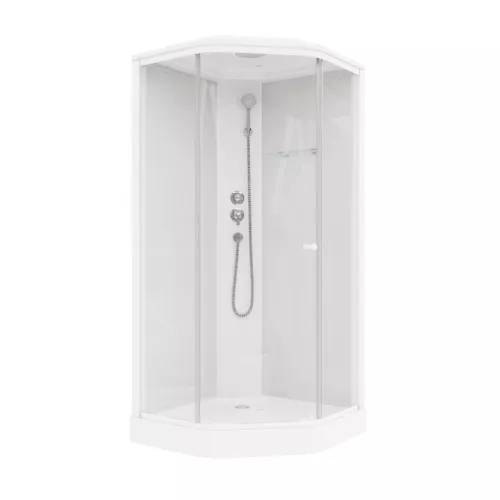 Кабина душевая  P91 PARLY, Цвет стекла: прозрачное, Высота поддона: Низкий, Цвет профиля: Белый, Выбрать размер: 90х90, изображение 3