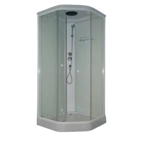 Кабина душевая  P91 PARLY, Цвет стекла: прозрачное, Высота поддона: Низкий, Цвет профиля: Белый, Выбрать размер: 90х90, изображение 4