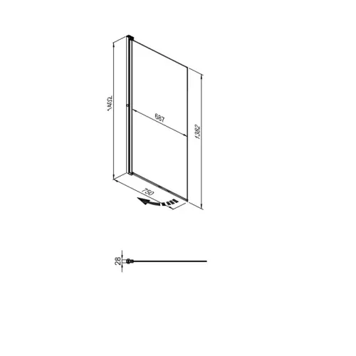 Шторка на ванну Triton Соло 75, Цвет профиля: Черный, изображение 8