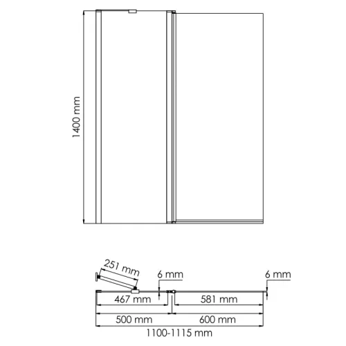 Стеклянная шторка WasserKRAFT Salm 27P02-110 Fixed 110х140, изображение 4