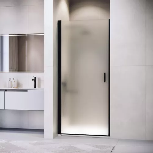 Душевая дверь RGW LE-003B, Цвет стекла: матовое-сатинат, Цвет профиля: Черный, Выбрать размер: 90