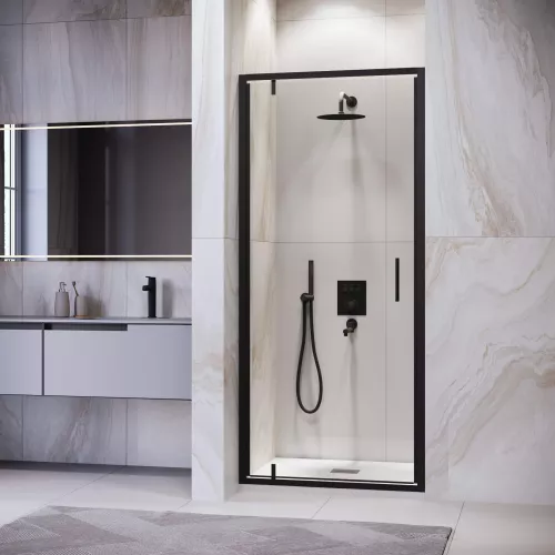 Душевая дверь RGW LE-102B, Цвет стекла: прозрачное, Цвет профиля: Черный, Выбрать размер: 80