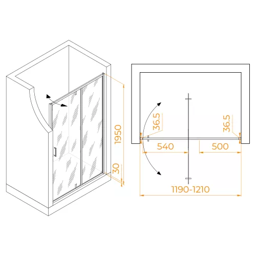 Душевая дверь RGW LE-103, Цвет стекла: прозрачное, Цвет профиля: Хром, Выбрать размер: 120, изображение 2