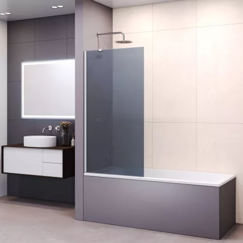 Шторка на ванну RGW SC-150, Цвет стекла: тонированное, Цвет профиля: Хром, Выбрать размер: 90