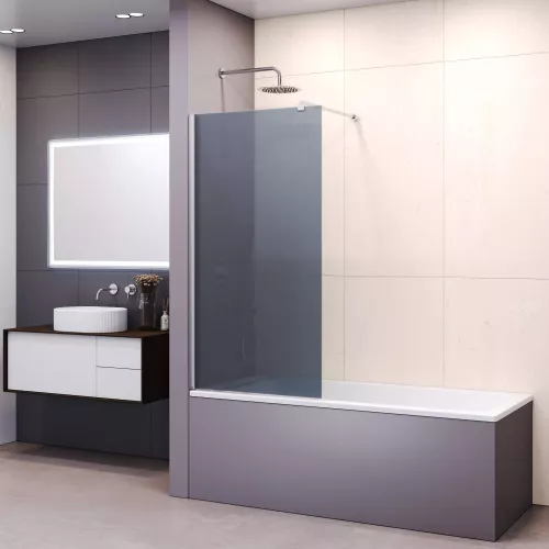 Шторка на ванну RGW SC-051, Цвет стекла: тонированное, Цвет профиля: Хром, Выбрать размер: 70