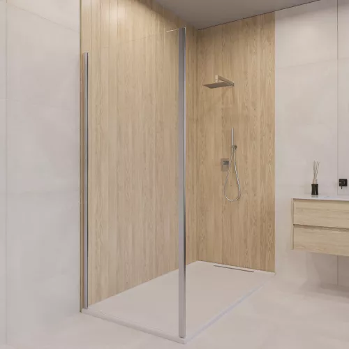 Боковая панель RGW Z-050-5, Цвет стекла: прозрачное, Цвет профиля: Хром, Выбрать размер: 90