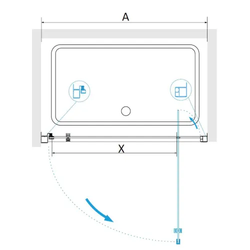 Душевая дверь RGW PA-105, Цвет стекла: прозрачное, Цвет профиля (вариация): Хром, Выбрать размер: 80, изображение 2