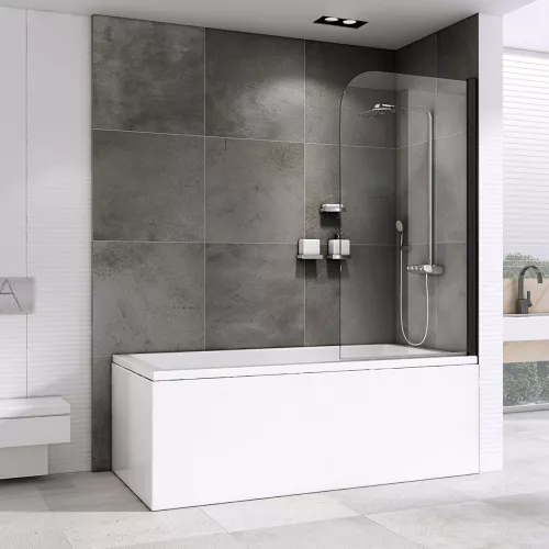 Шторка на ванну ABBER Ewiges Wasser AG52080B, Цвет профиля: Черный, Выбрать размер: 80х140