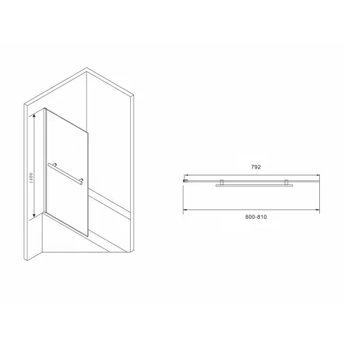 Шторка на ванну ABBER Immer Offen, Цвет профиля: Черный, Выбрать размер: 80х140, изображение 2