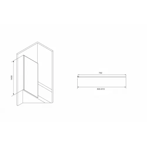 Шторка на ванну ABBER Immer Offen, Цвет профиля: Черный, Выбрать размер: 80х140, изображение 2