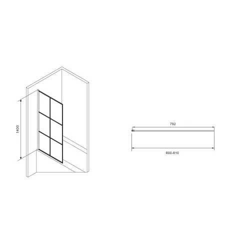 Шторка на ванну ABBER Immer Offen, Цвет профиля: Черный, Выбрать размер: 80х140, изображение 2