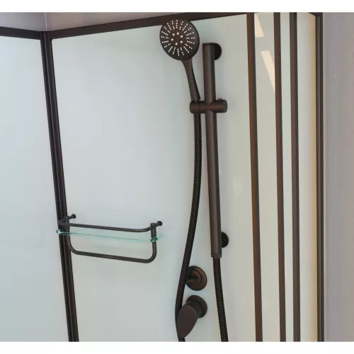 Душевая кабина Frank F409/2 М Black матовое стекло, Цвет стекла: матовое, Цвет профиля: Черный, Тип поддона: Высокий, Выбрать размер: 90х90, Внешний вид: без крыши, изображение 3