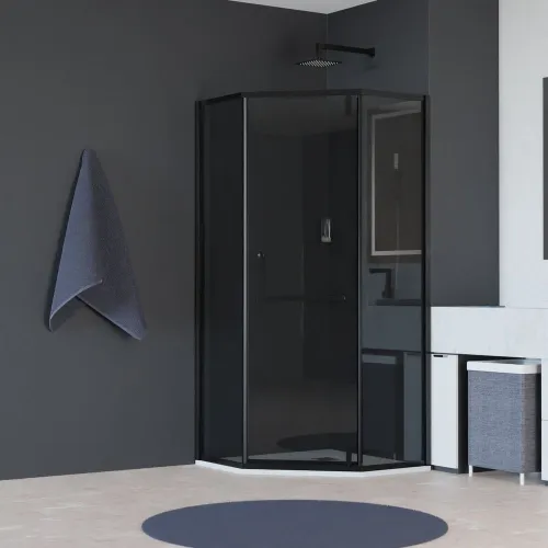 Душевой уголок RGW HO-084B, Цвет стекла: тонированное, Цвет профиля (вариация): Черный, Выбрать размер: 90х90