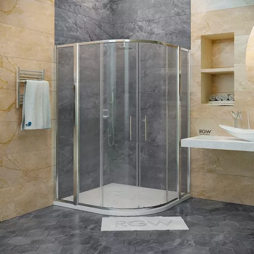 Душевой уголок RGW HO-511 (HO-51 + 2Z-41), Цвет стекла: прозрачное, Цвет профиля: Хром, Выбрать размер: 1100x1100