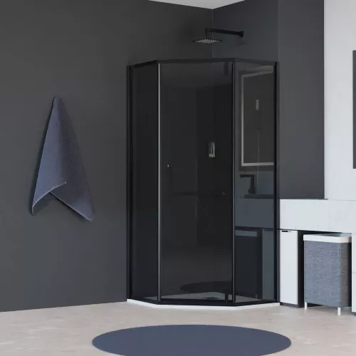 Душевой уголок RGW HO-084B, Цвет стекла: тонированное, Цвет профиля: Черный, Выбрать размер: 100x100
