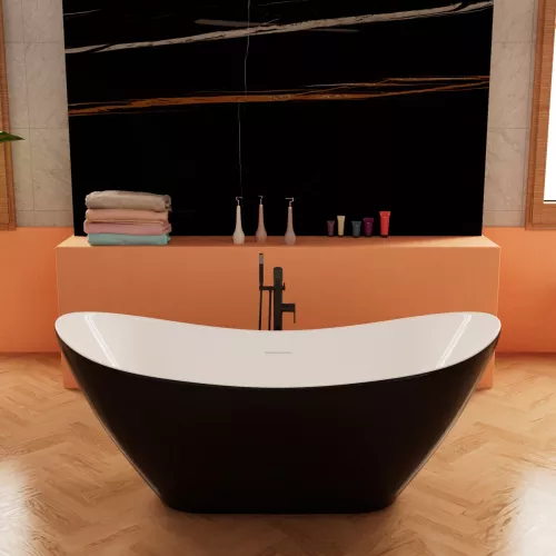 Ванны: Ванна акриловая  Frank F6107 White/Black 170х75 1 в магазине Акватория